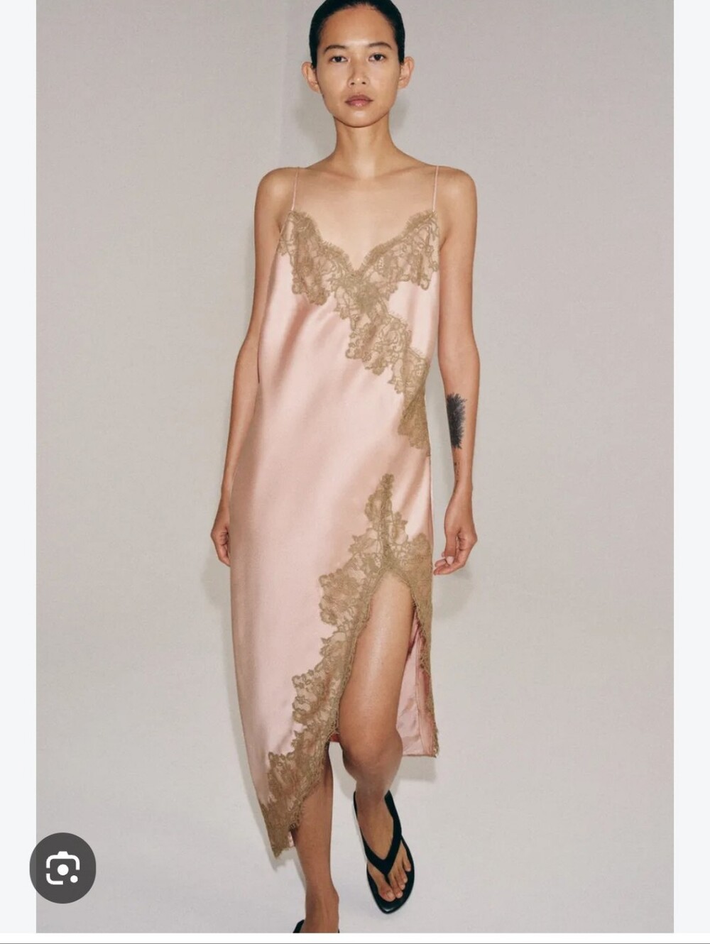 NWT Zara ZW Collection Satin Lace Asymmetric Midi Dress - Size S *flaw*